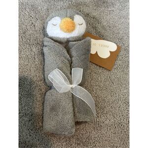 NWT Angel Dear Gray White Penguin Security Blanket Plush Lovey, B45